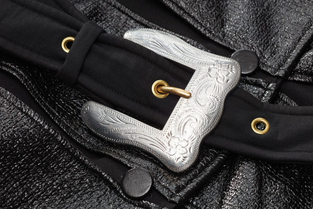 Silver Buckle Glossy Panel Coat