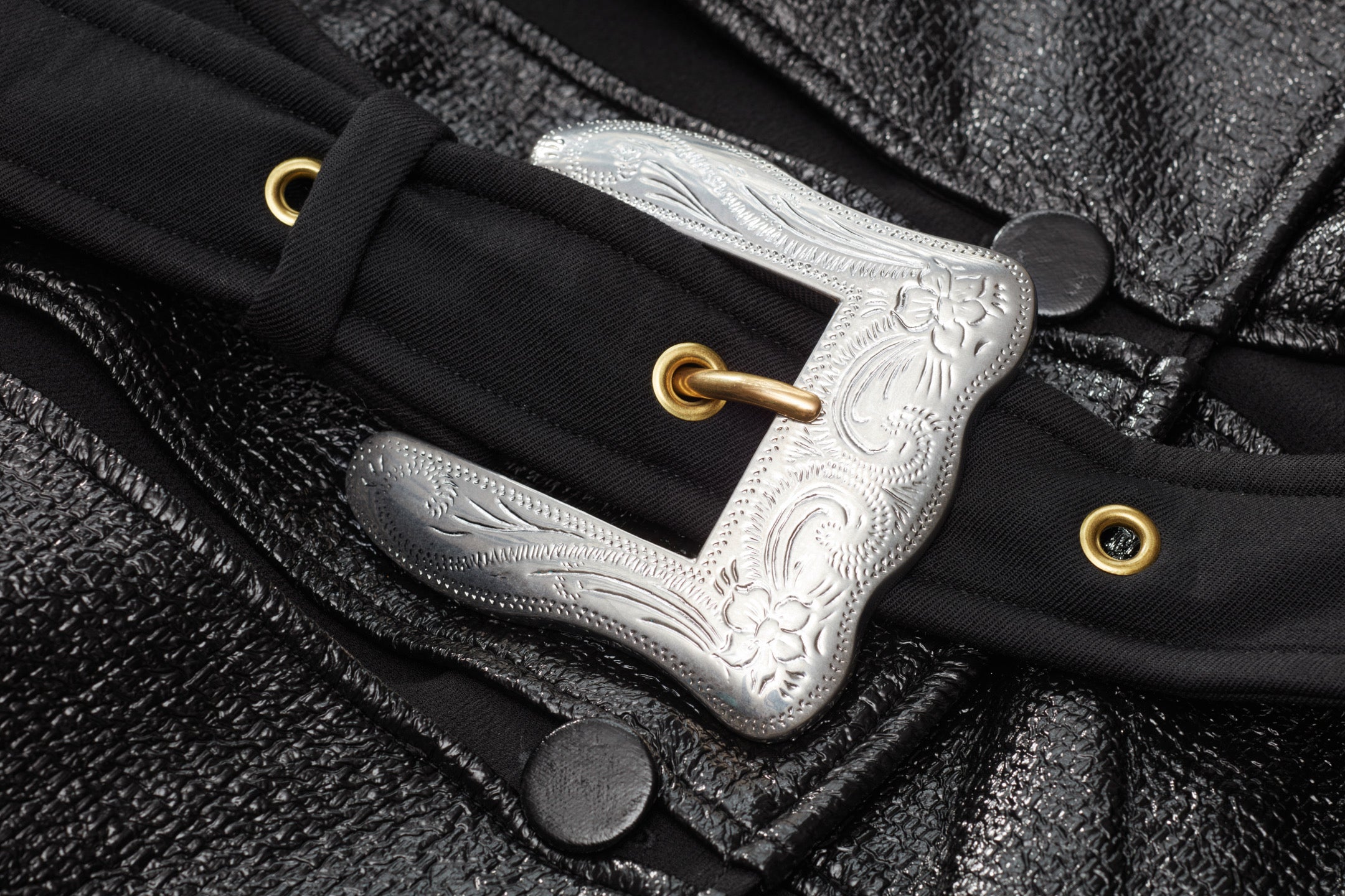 Silver Buckle Glossy Panel Coat
