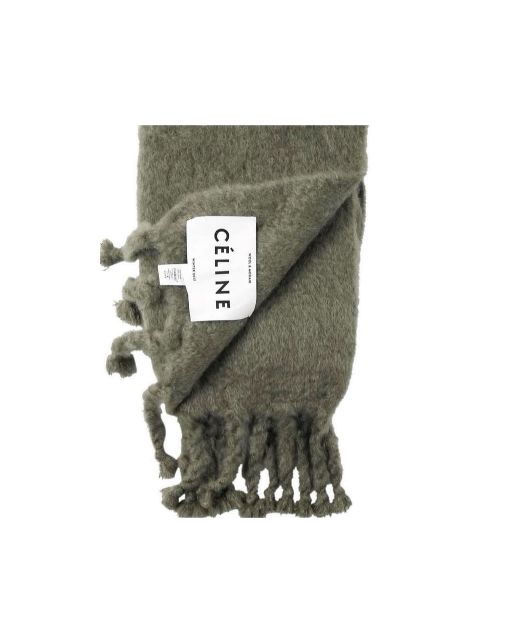 The Runway Blanket With Fringes in Green Wool Mohair