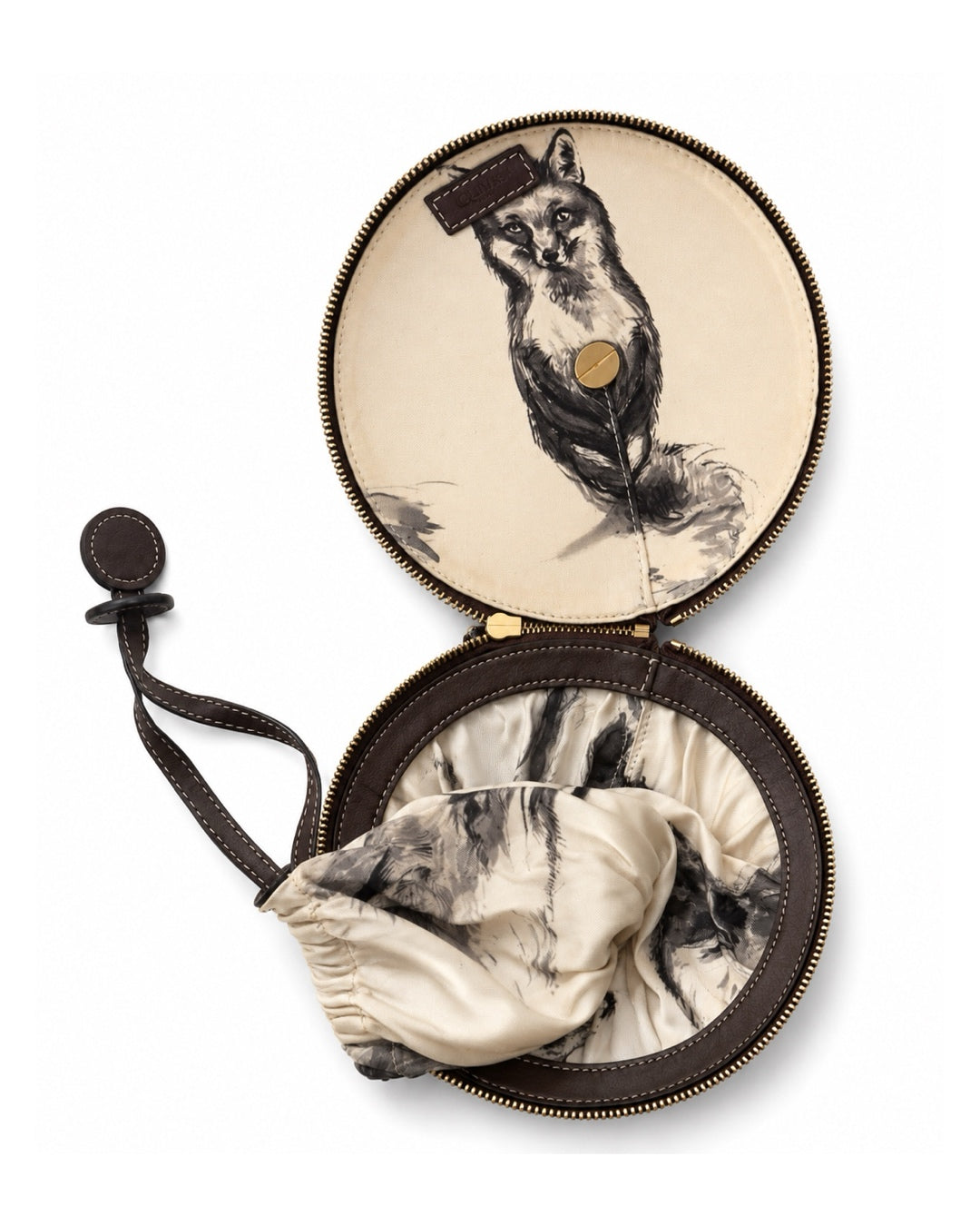 The Wonderland Fox Print Silk Foulard Purse Clutch