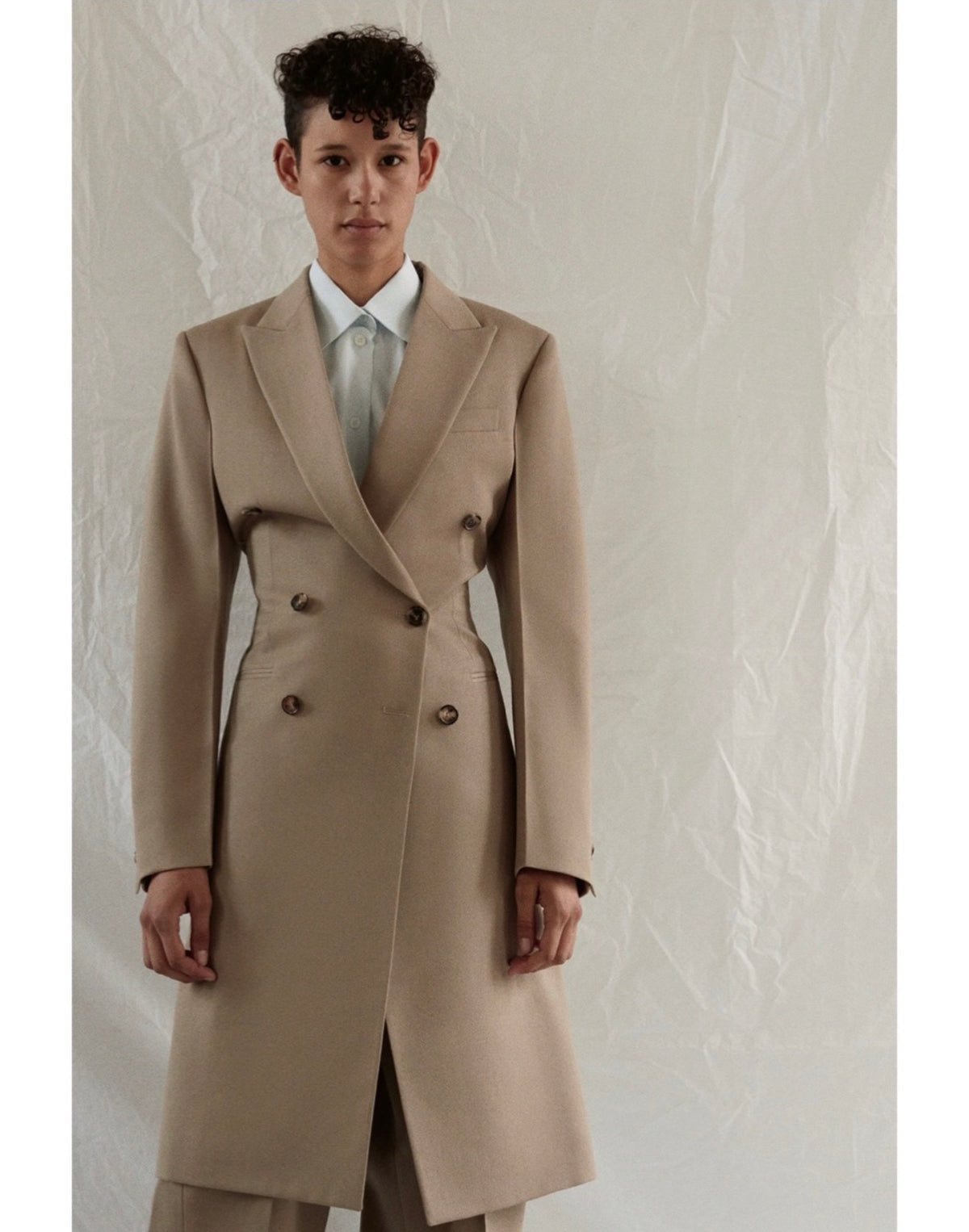 The Tailored Coat in Taupe Wool Garbadine