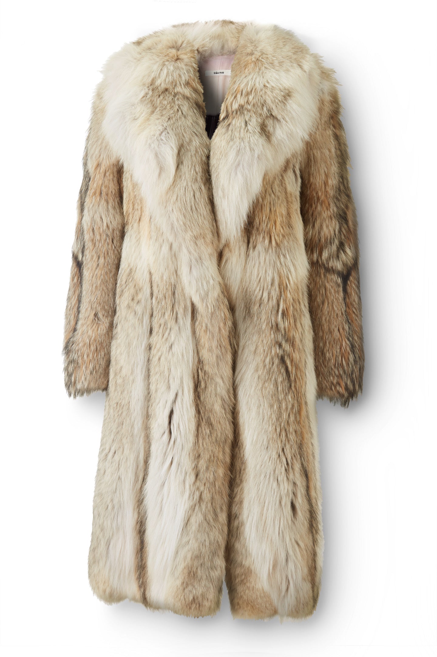 Coyote Fur Coat with "Eyelash" Art Print Flatlay