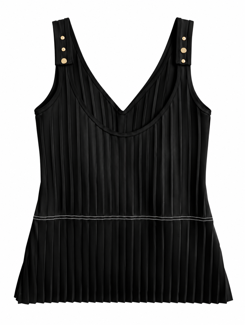 The Black Pleated Top with Gold Studded Details