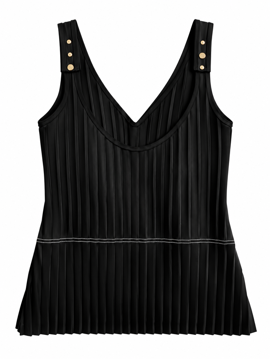 The Black Pleated Top with Gold Studded Details