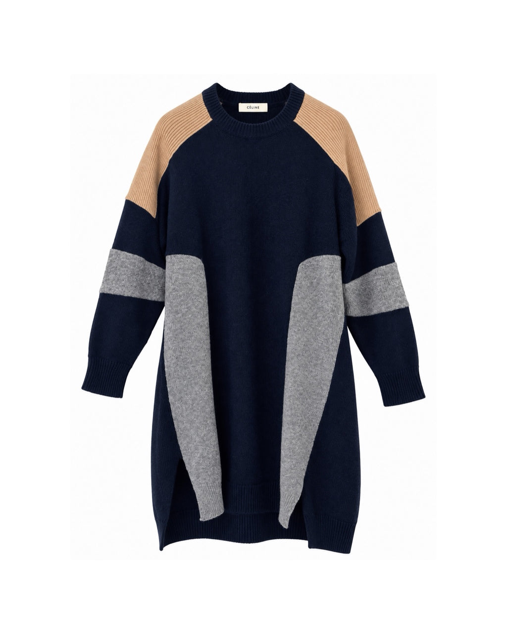 The Wool Cashmere Color Block Sweater Dress