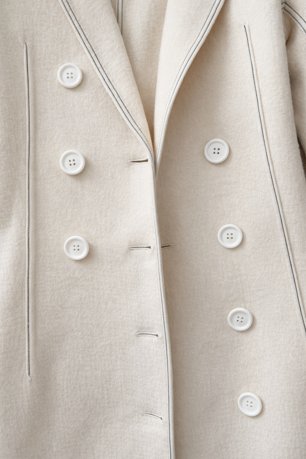The Double-Breasted Long Coat in Off-White Wool