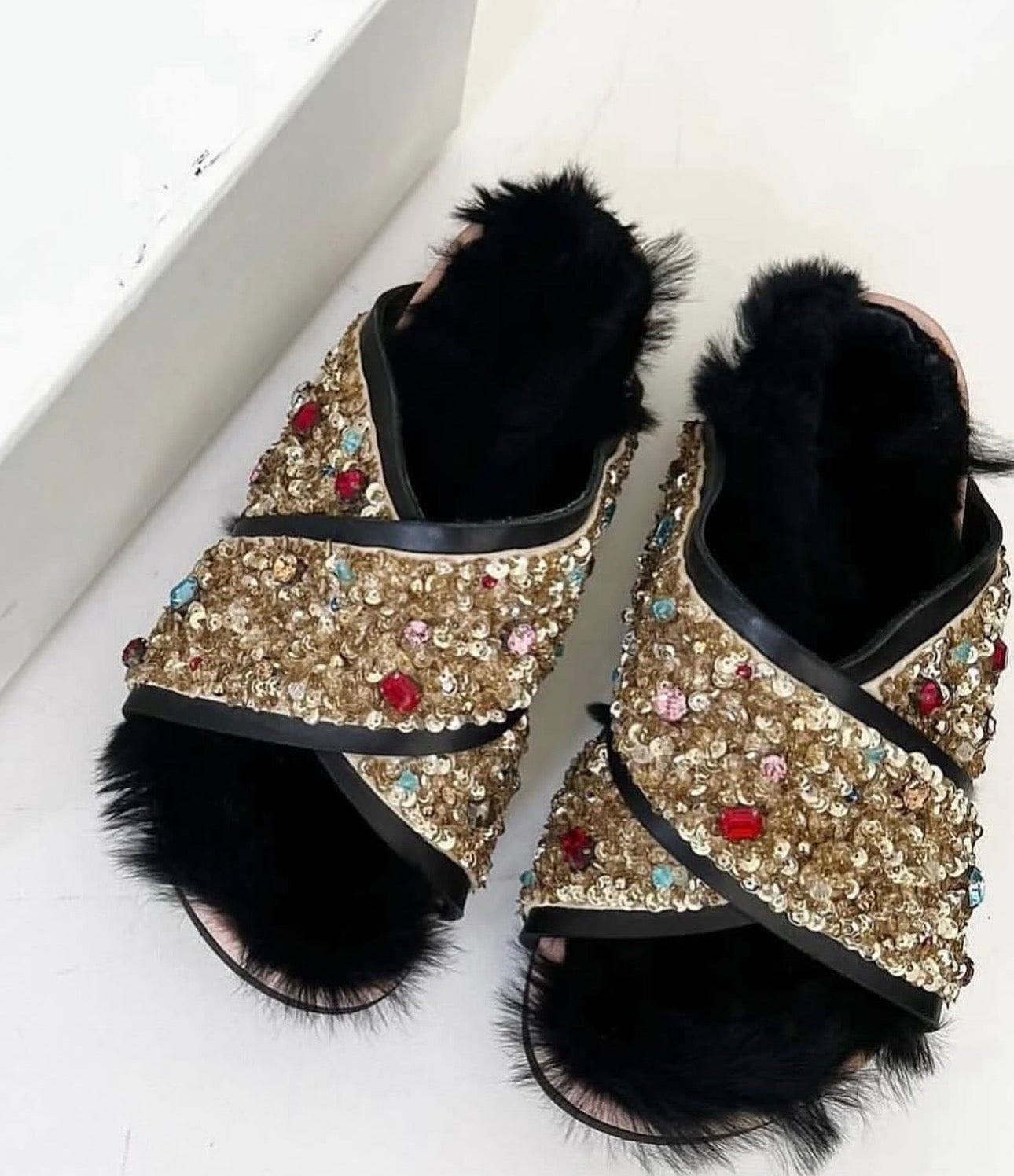 The Crystal Embellished Fur Birkenstocks