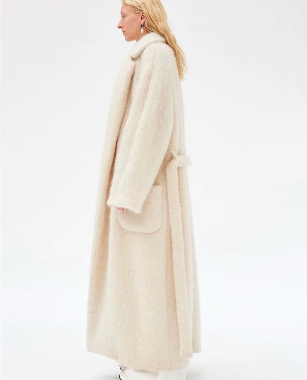The Ivory Belted Mohair Coat
