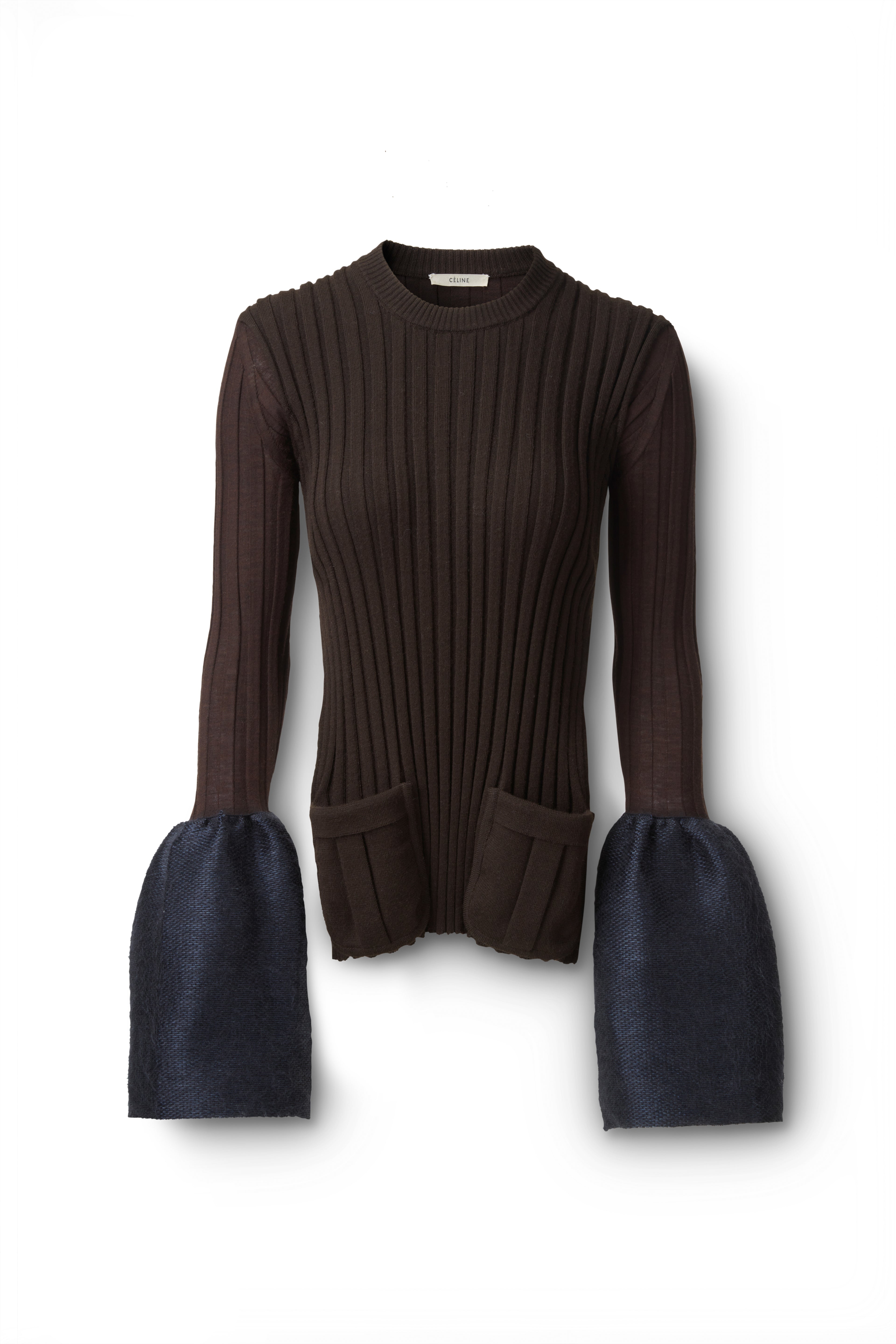 Bell-Sleeve Knit Top in Brown Flatlay