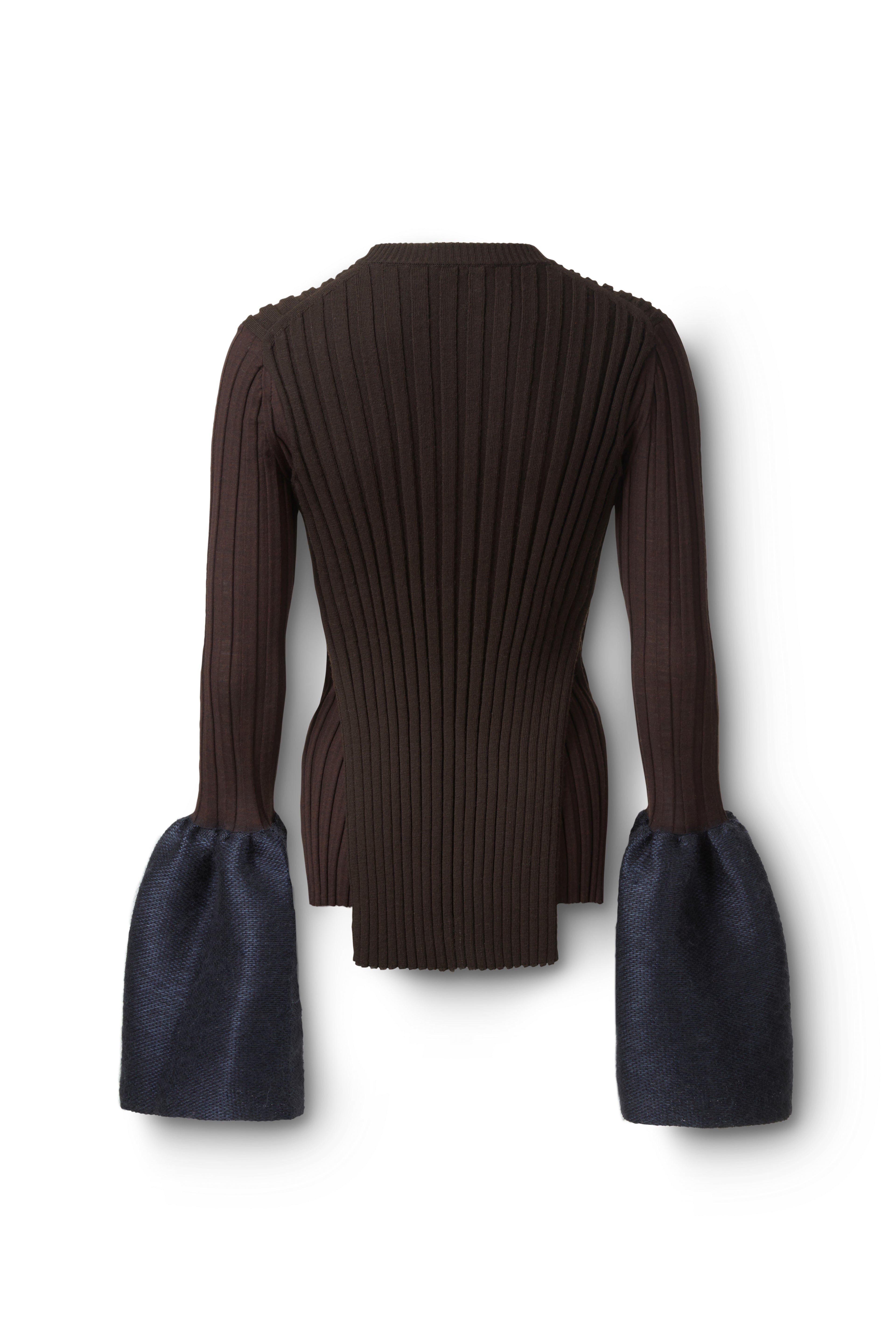 Bell-Sleeve Knit Top in Brown Flatlay