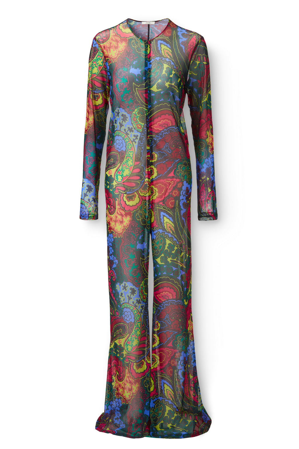 Paisley Floral Print Sheer Jumpsuit Flatlay