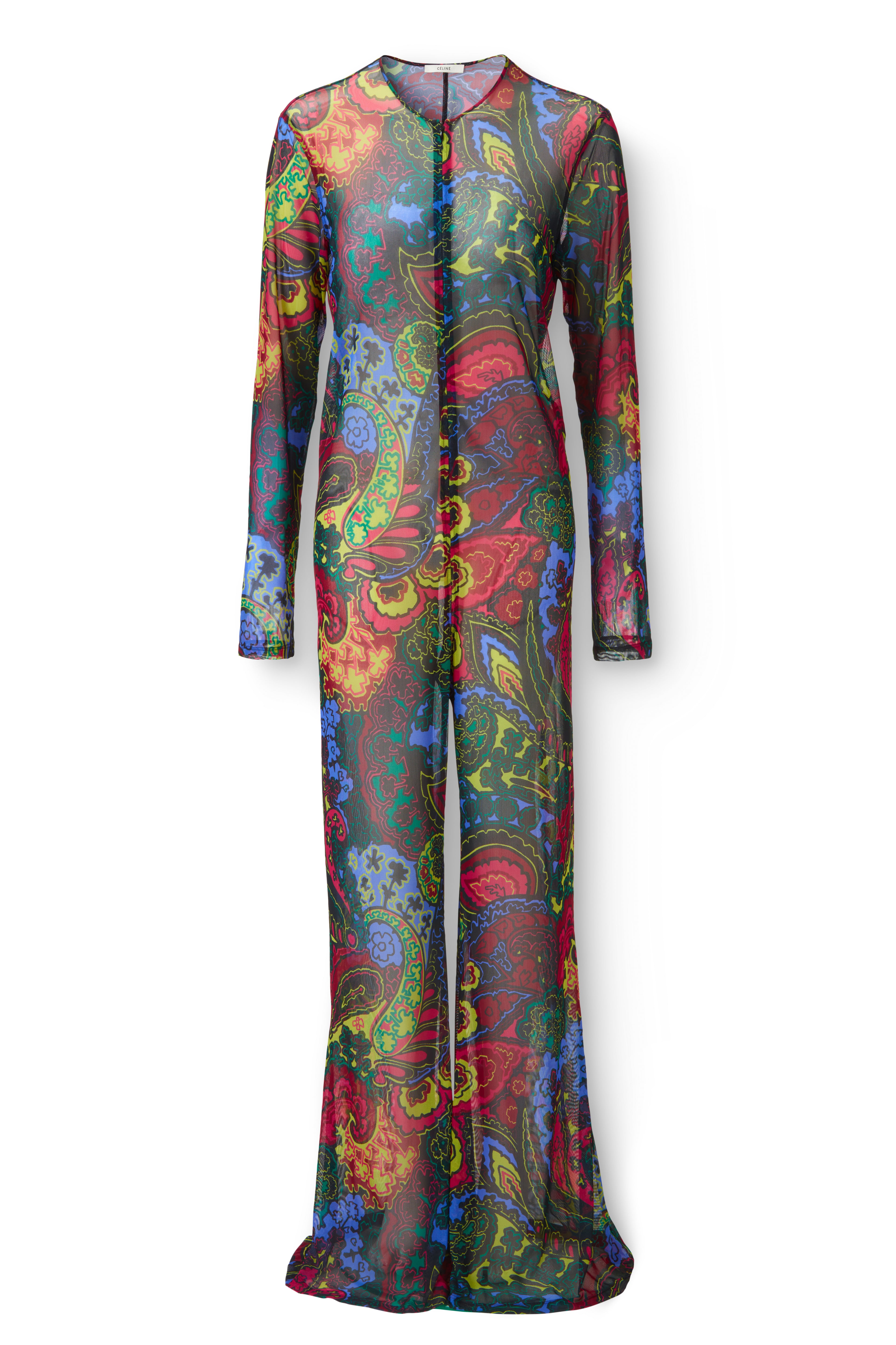 Paisley Floral Print Sheer Jumpsuit Flatlay