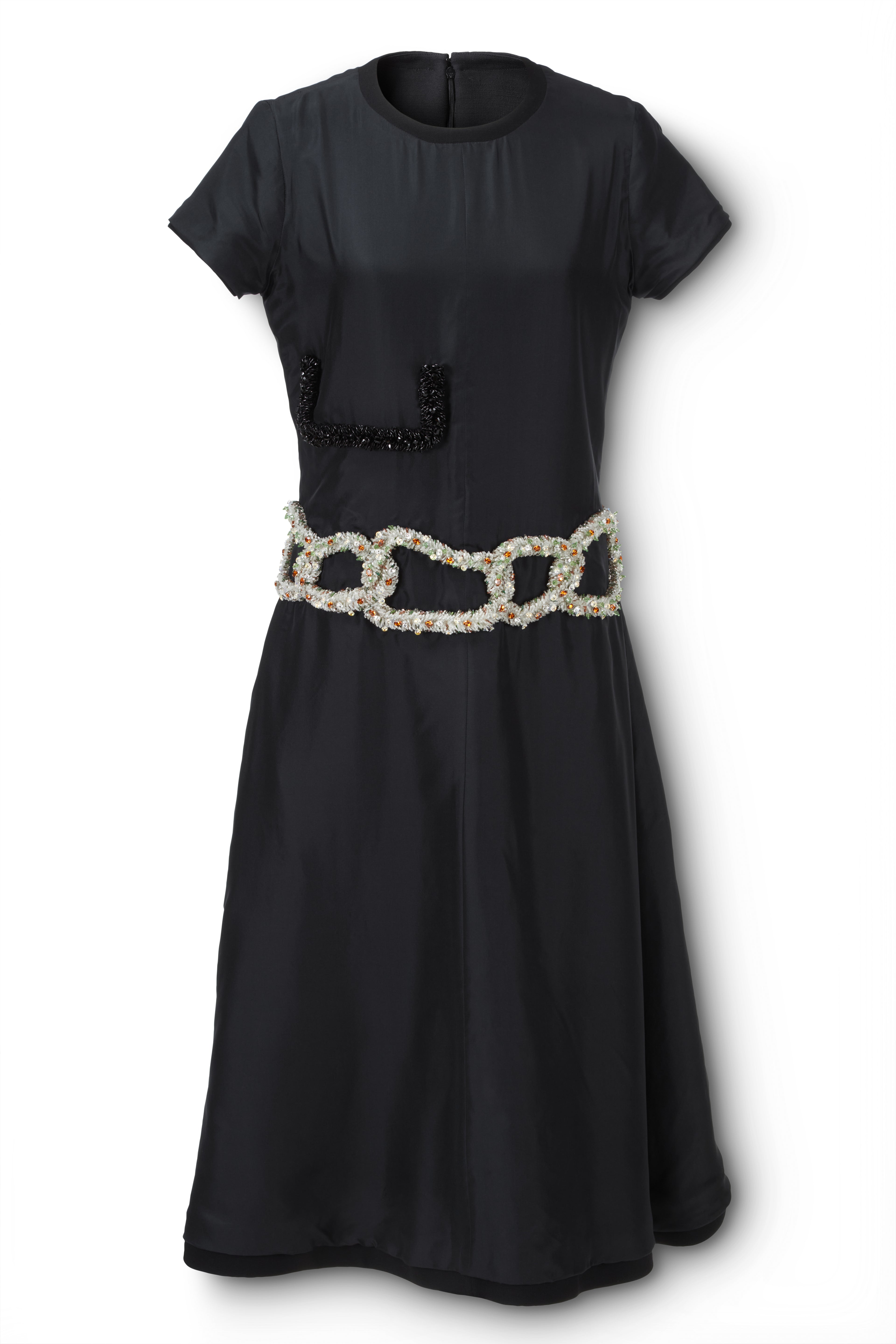 Crystal Chain-Embellished Dress in Black Flatlay