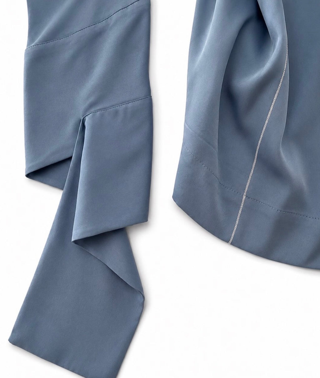 The Top in Baby Blue Silk Crepe Back Satin