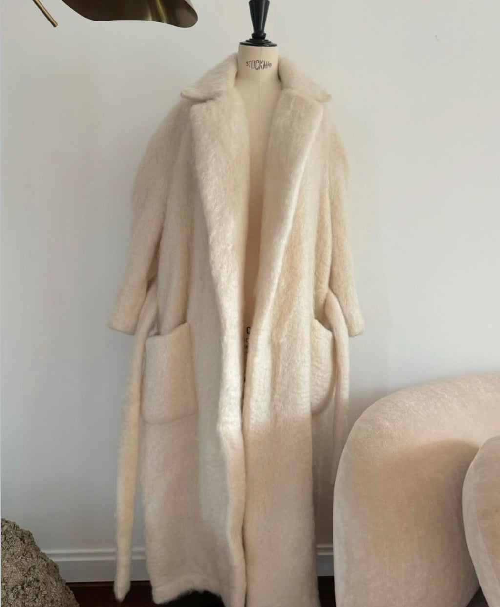 The Ivory Belted Mohair Coat
