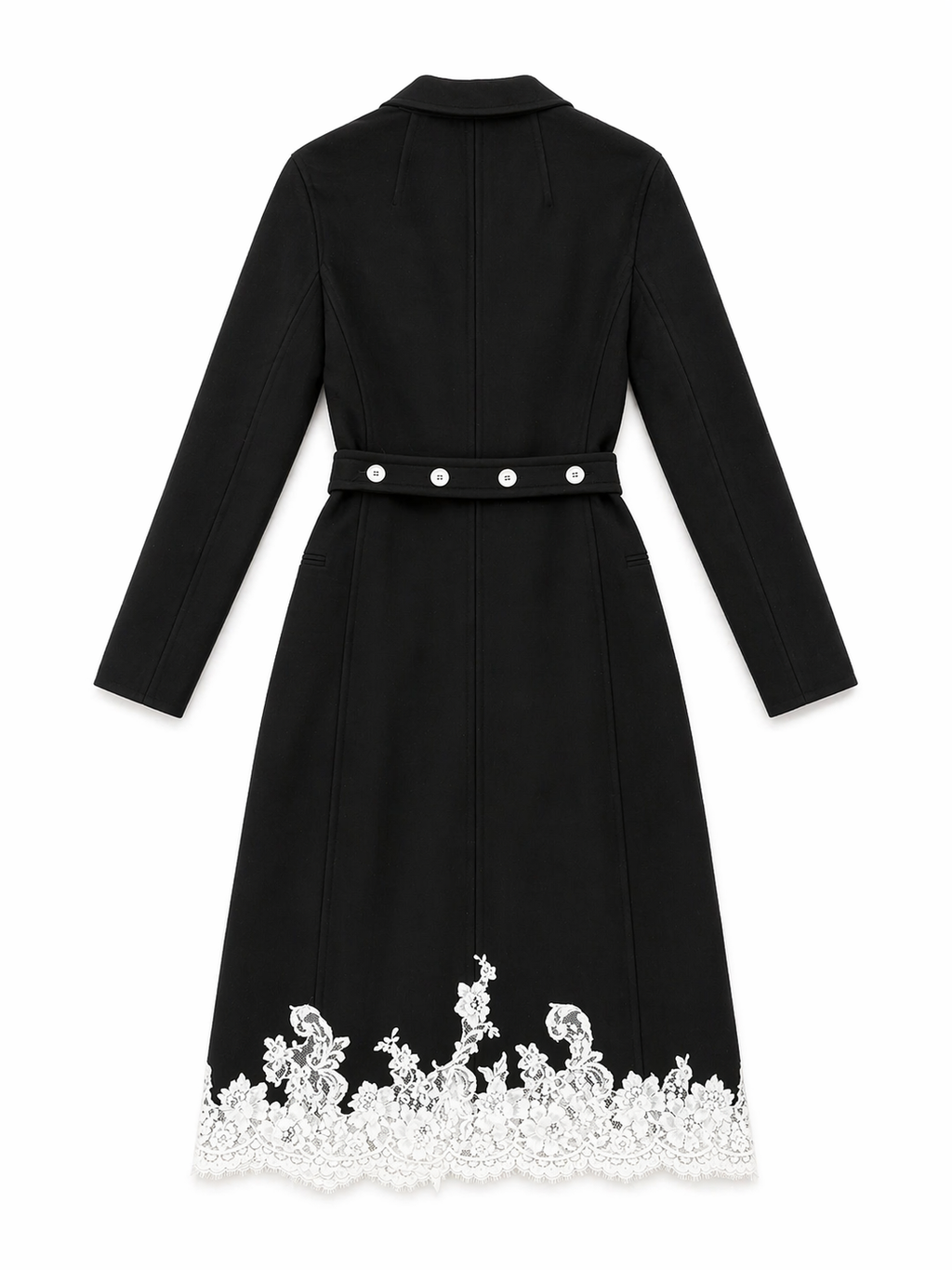 The Black Trench Coat with Lace Trim