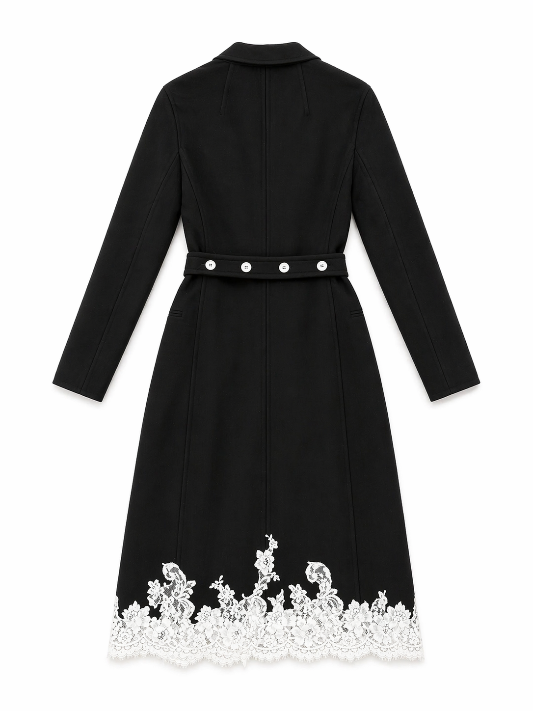 The Black Trench Coat with Lace Trim