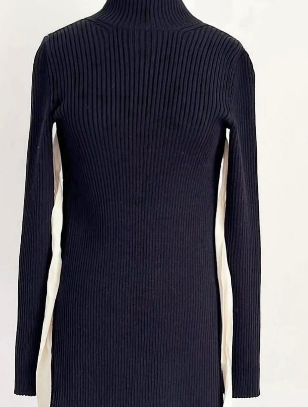 The Open Back Ribbed Cardigan with Iconic White Ribbons