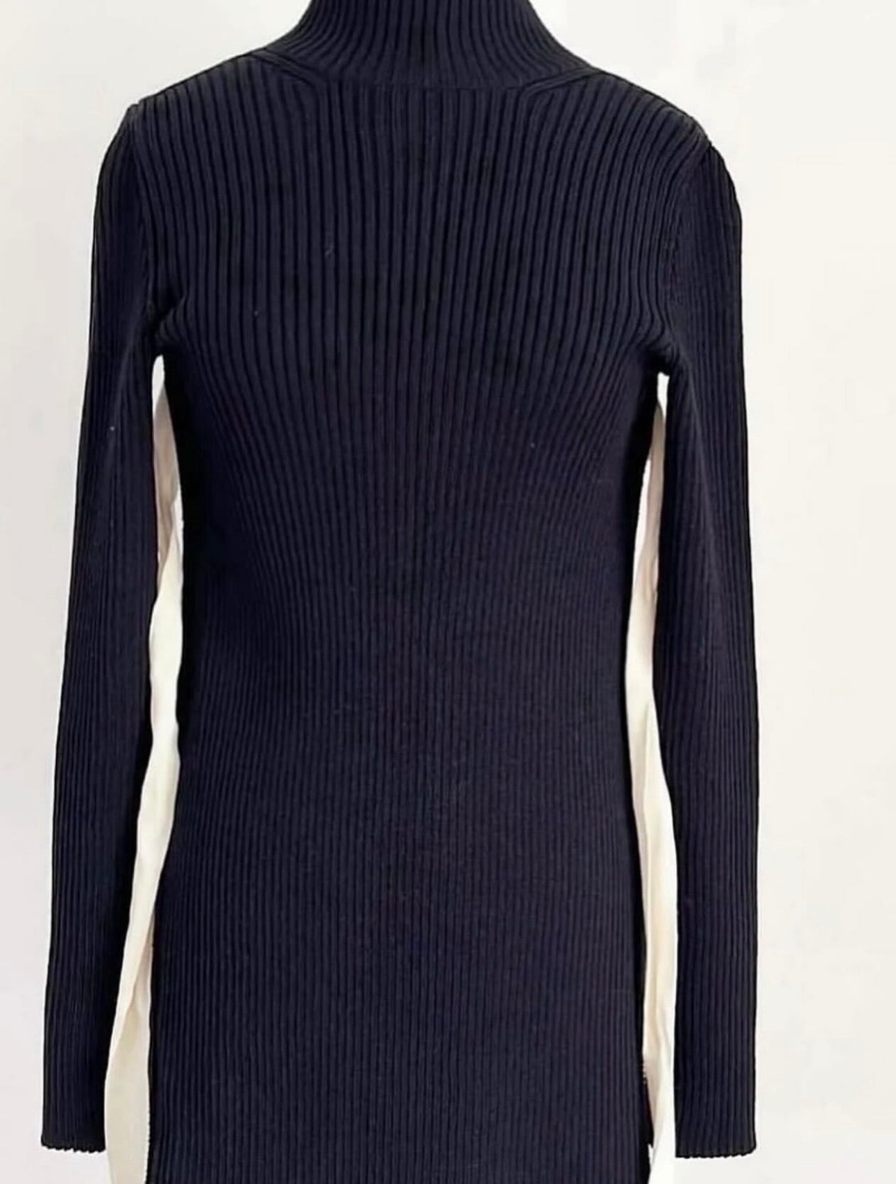 The Open Back Ribbed Cardigan with Iconic White Ribbons