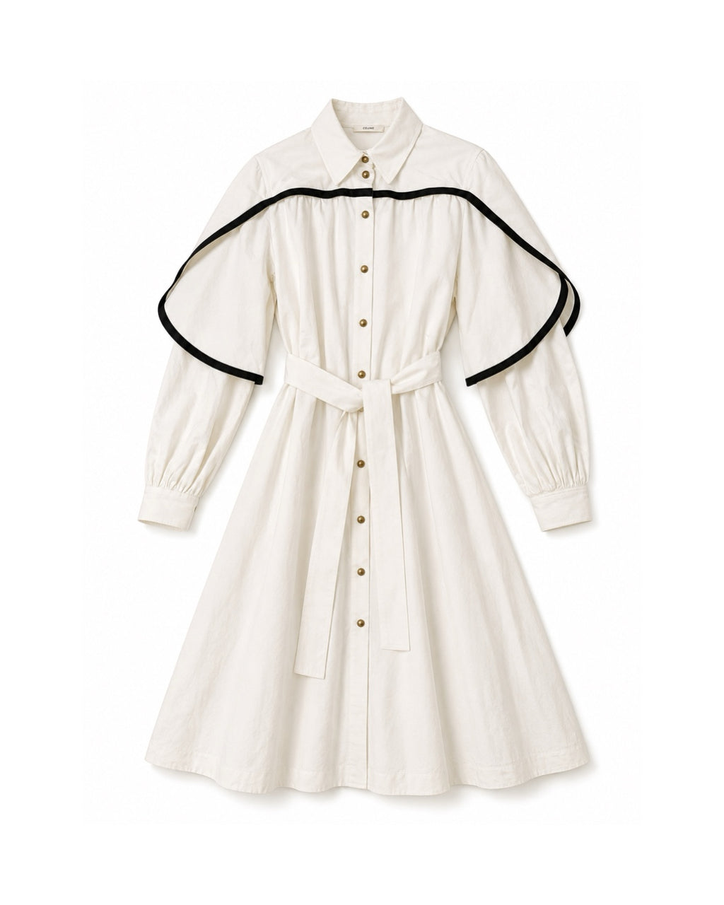 The White Belted Lined Dress with Leather Details