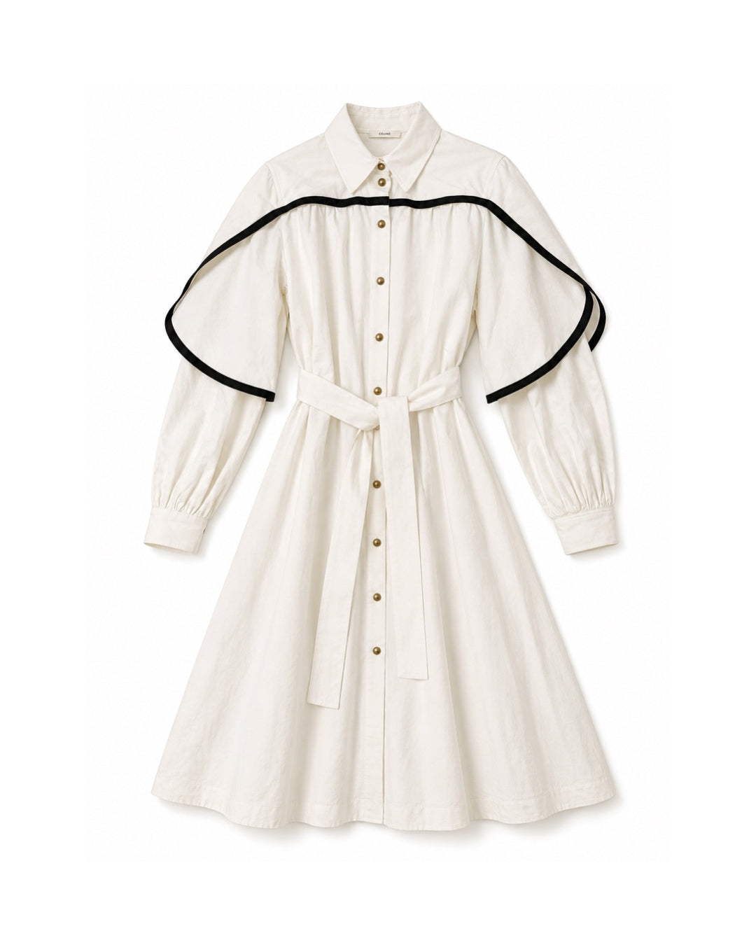 The White Belted Lined Dress with Leather Details