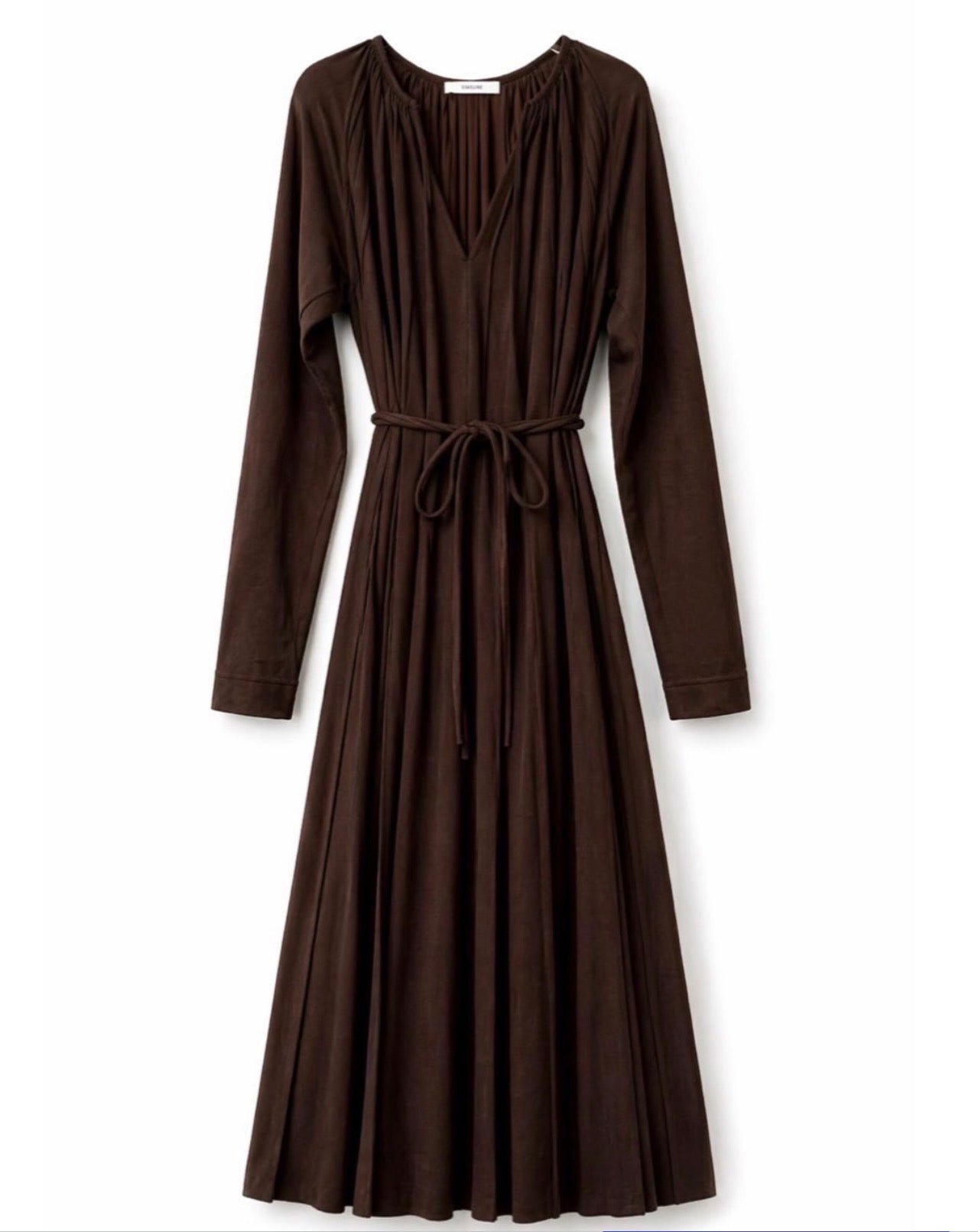 The Brown Pleated Jersey Dress