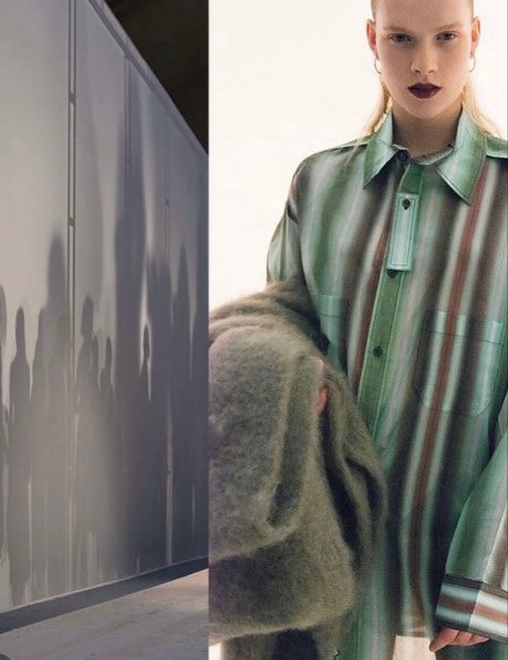 The Runway Blanket With Fringes in Green Wool Mohair