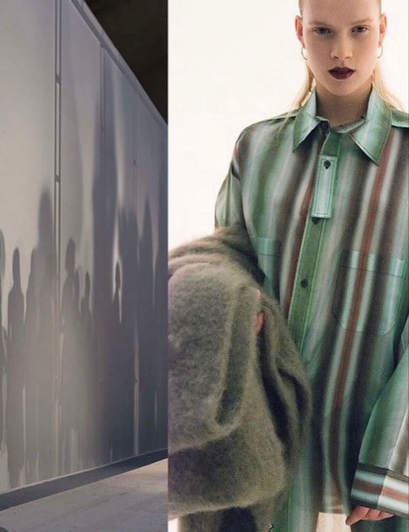 The Runway Blanket With Fringes in Green Wool Mohair