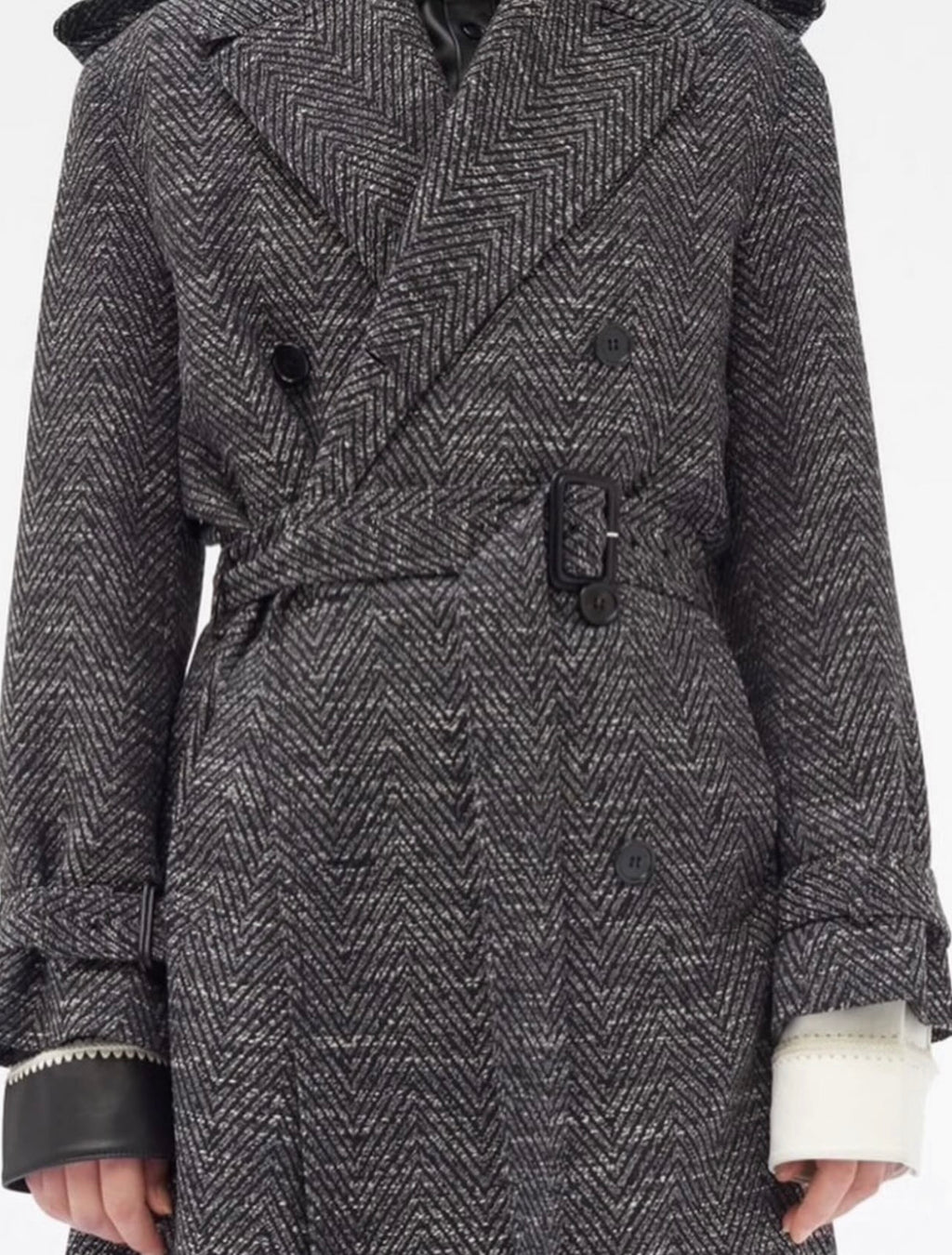 The Herringbone Wool Belted Coat
