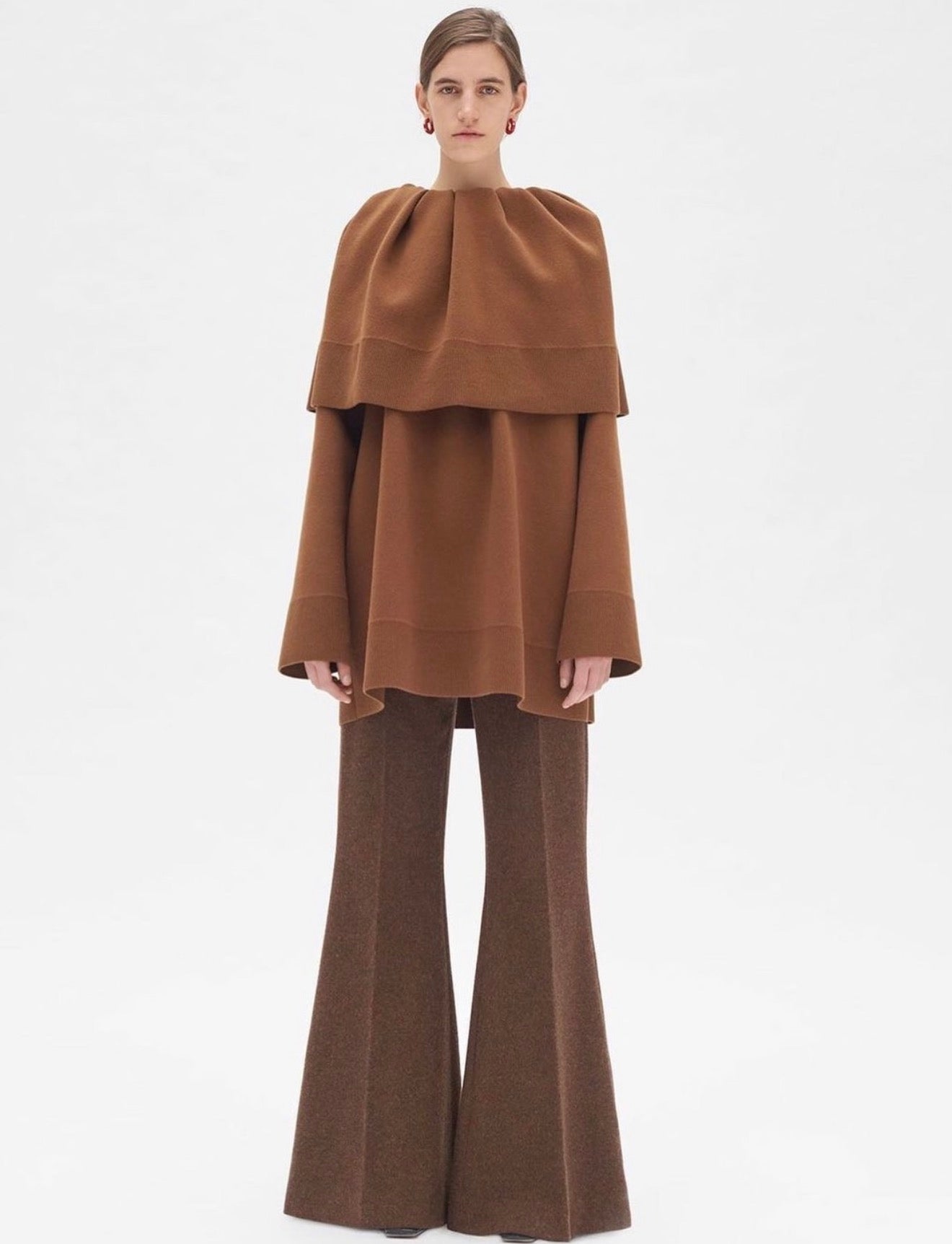 The Brown Collar Cape Top