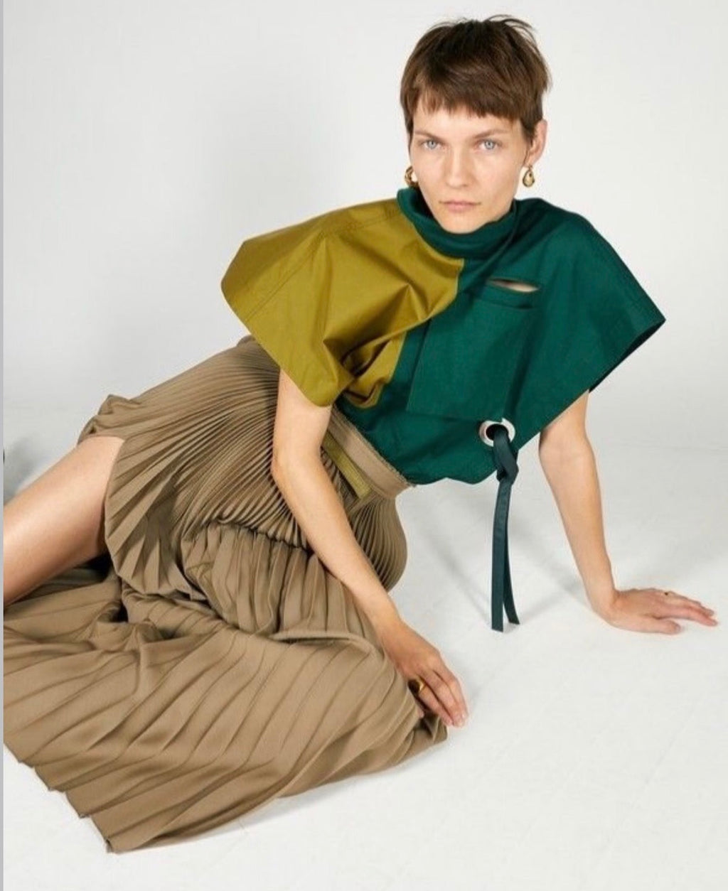 The Color Block Top with Leather Ribbons
