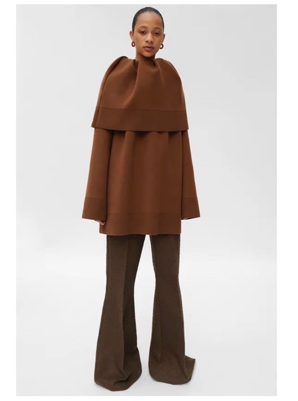 The Brown Collar Cape Top