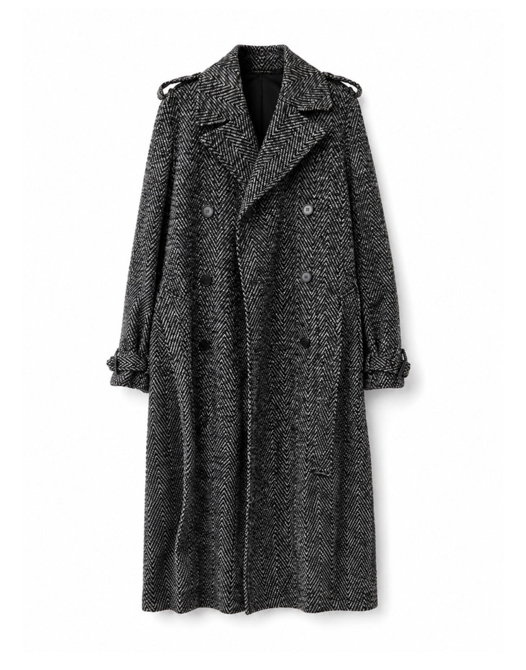 The Herringbone Wool Belted Coat