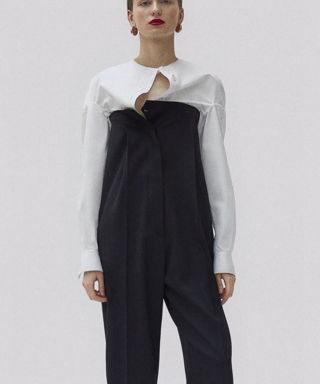 The High Waist Jumpsuit with Cotton Blouse