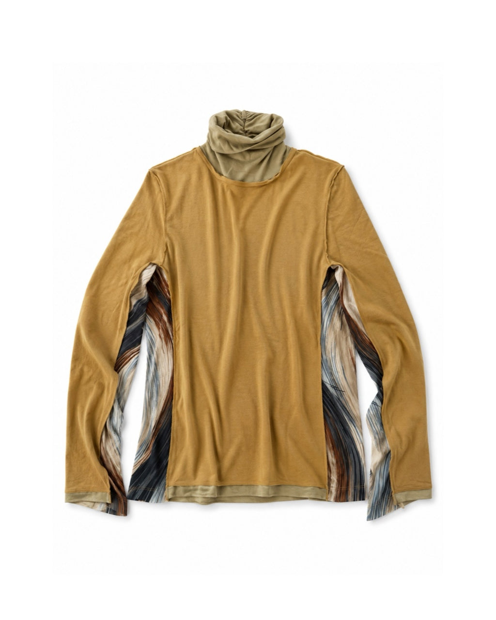 The Feather-Like Brushstroke Motif Turtleneck Top