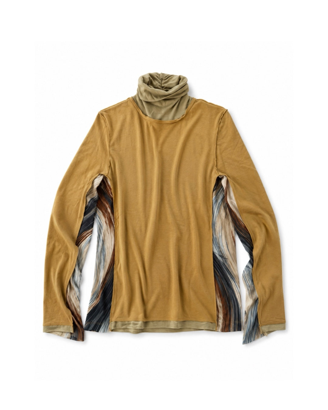 The Feather-Like Brushstroke Motif Turtleneck Top