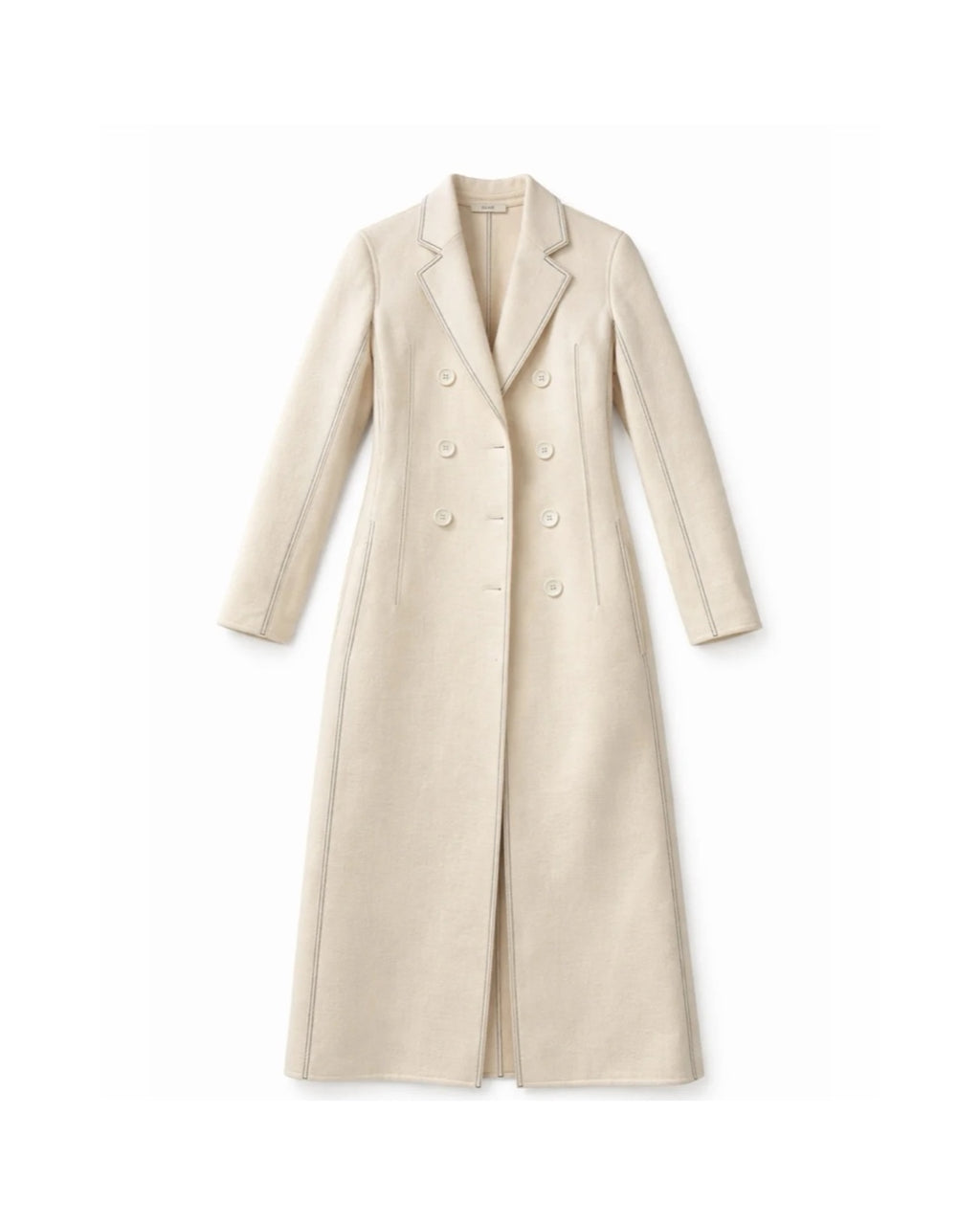 The Double-Breasted Long Coat in Off-White Wool