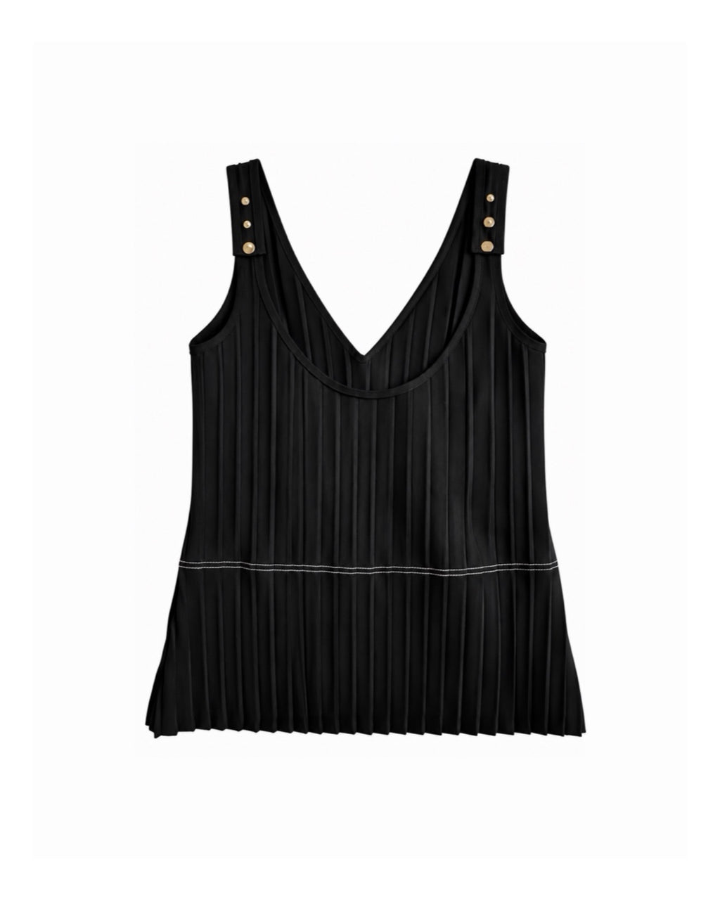 The Black Pleated Top with Gold Studded Details