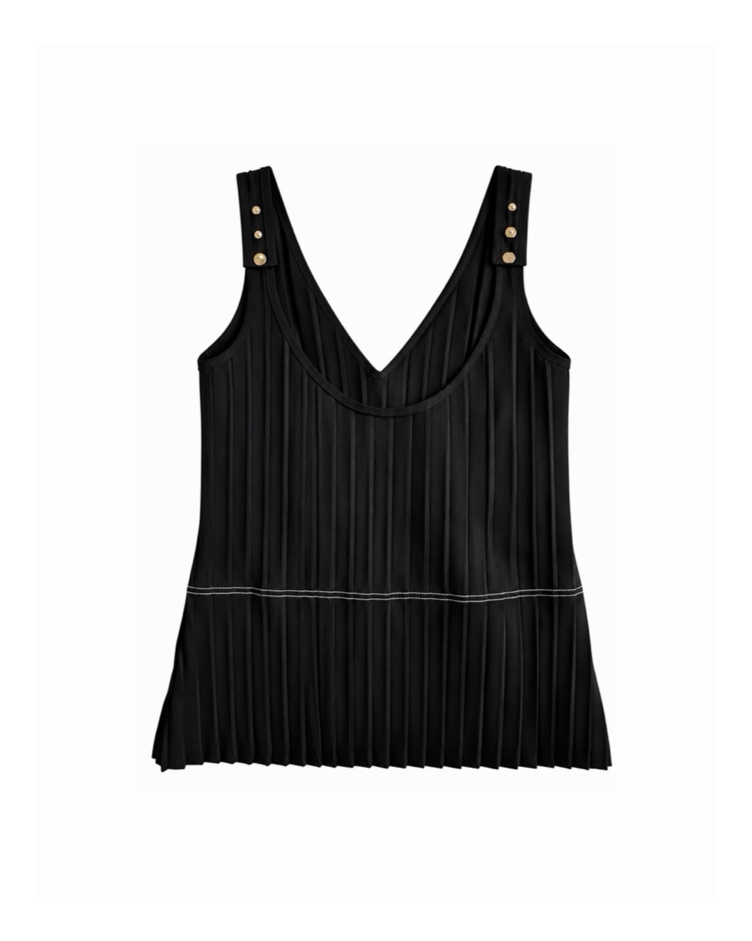 The Black Pleated Top with Gold Studded Details