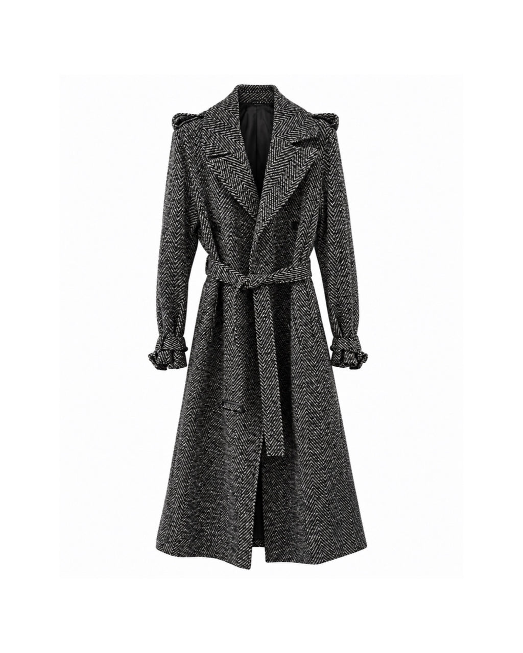 The Herringbone Wool Belted Coat