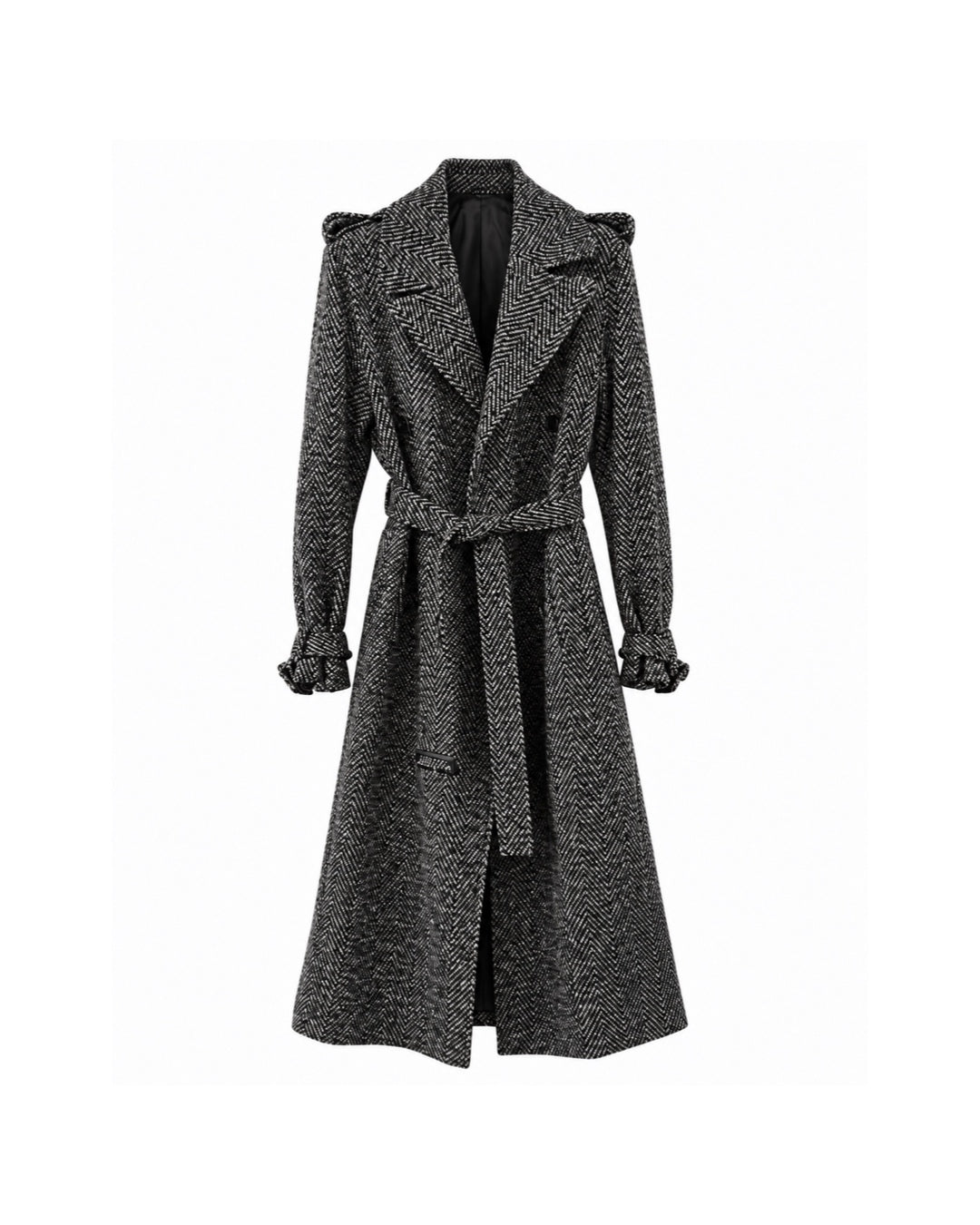The Herringbone Wool Belted Coat