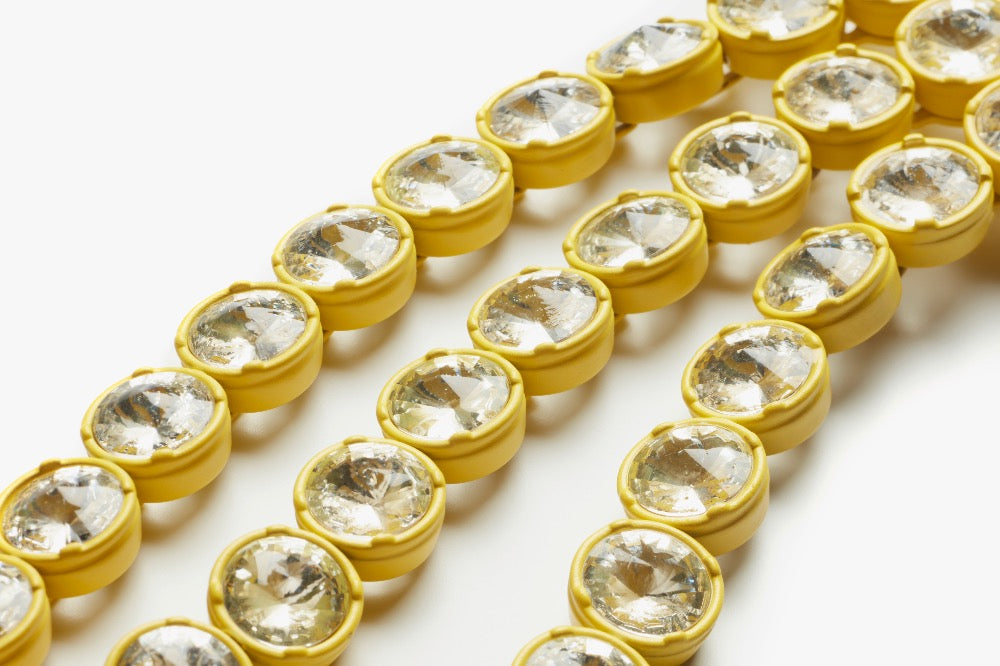 The Riviere Crystal Yellow Painted Aluminium and Strass Earrings