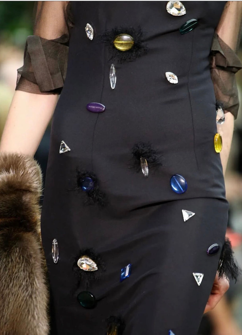Jewel Embellished Shift Dress in Black
