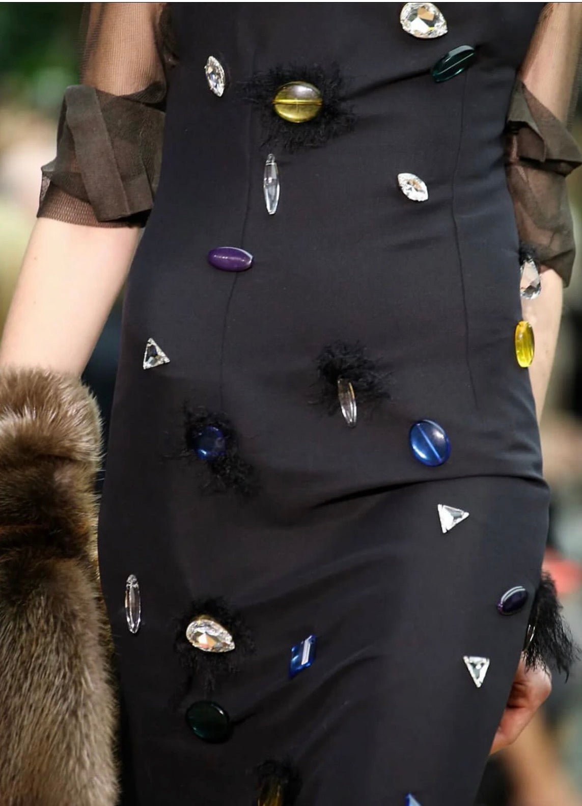 Jewel Embellished Shift Dress in Black