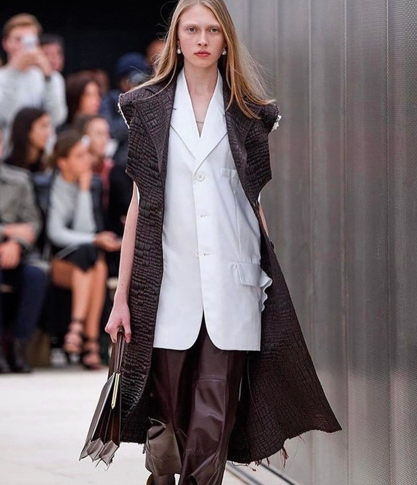 Croc Effect Twisted Cut Cout Coat