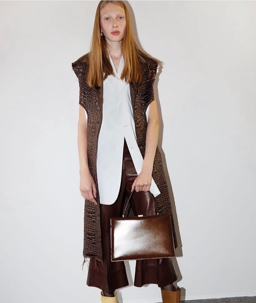 Croc Effect Twisted Cut Cout Coat
