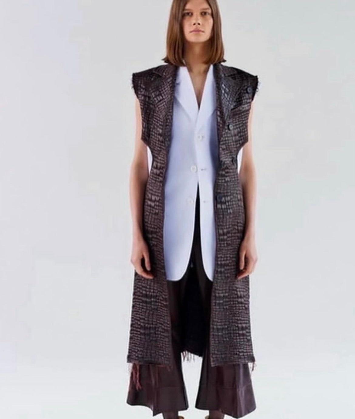 Croc Effect Twisted Cut Cout Coat