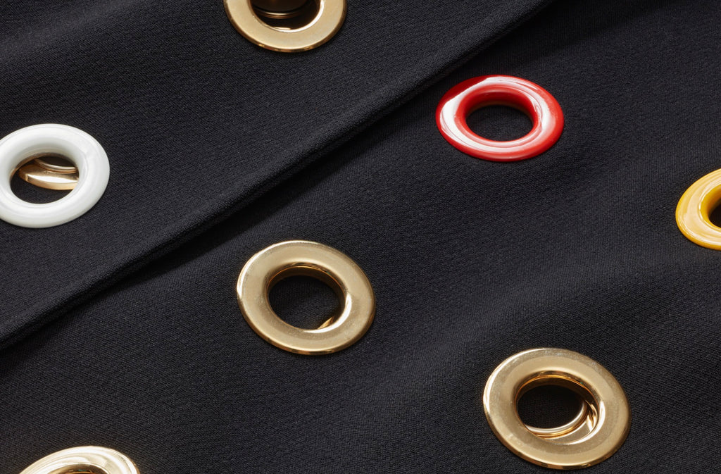 Eyelet Embellished Tailored Coat in Black Multicolor