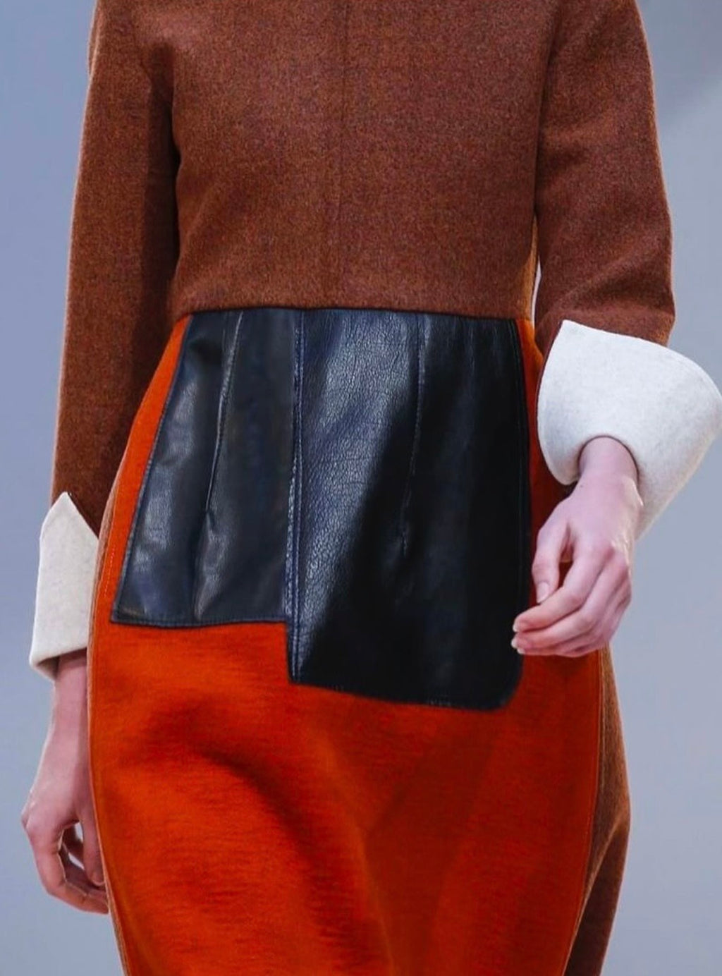 Leather Patched Wool Dress