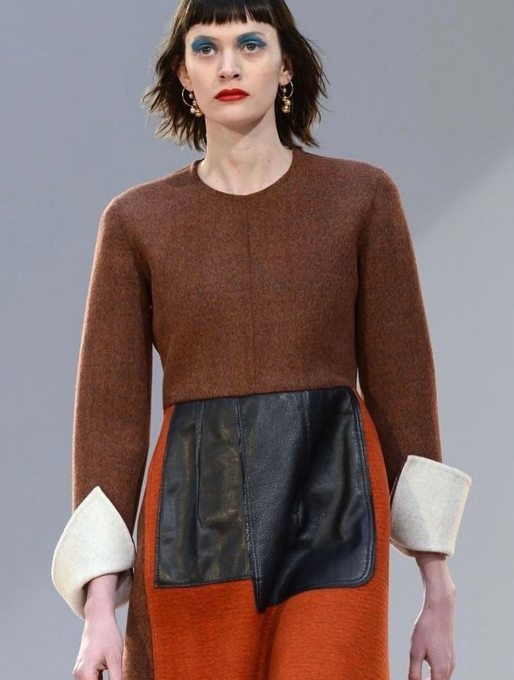 Leather Patched Wool Dress